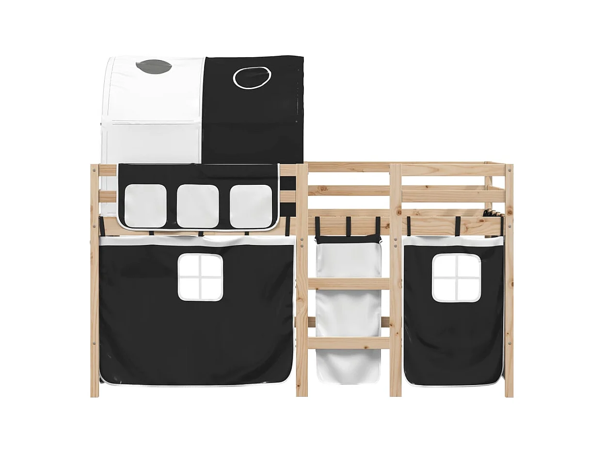 Lit simlpe-Lit mezzanine enfants avec tunnel sans matelas 90x200 cm