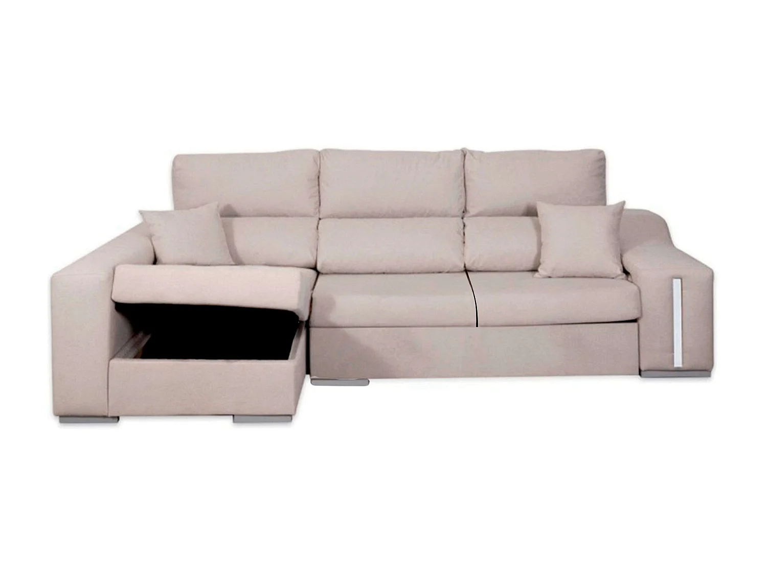 Sofá Oscar chaise longue izq. tapizado beige con 2 puffs 263x100x85 cm