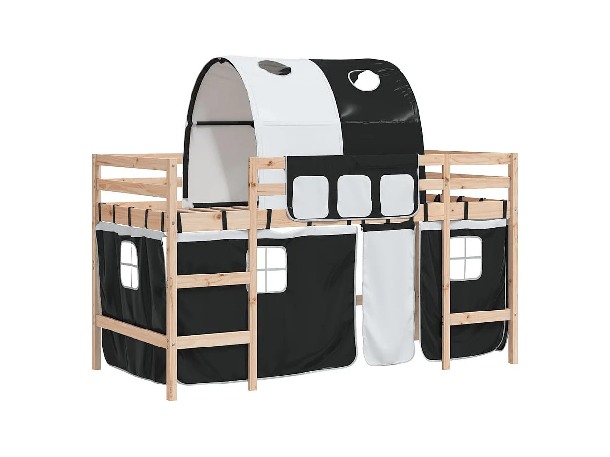 Lit simlpe-Lit mezzanine enfants avec tunnel sans matelas 90x200 cm