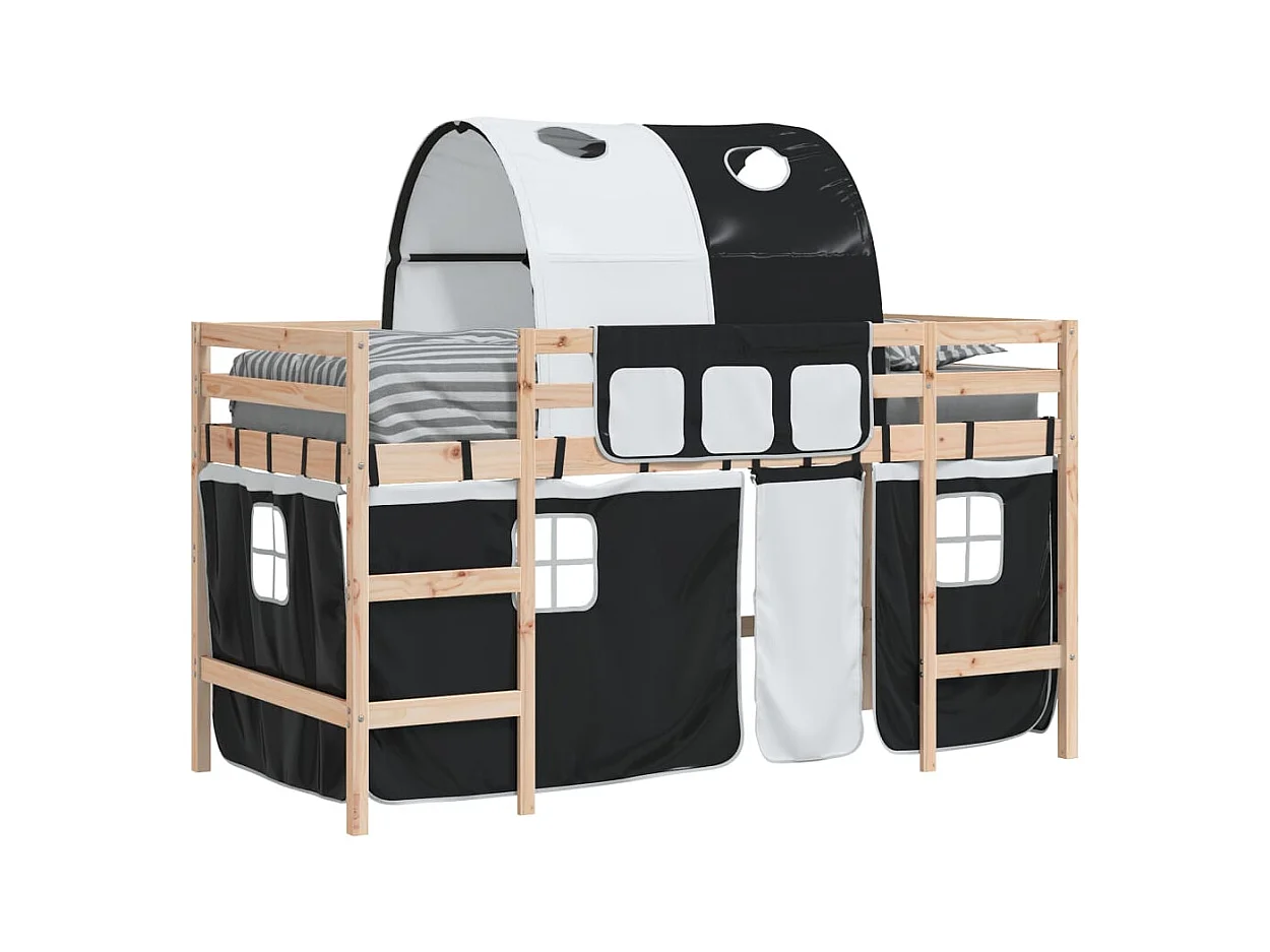 Lit simlpe-Lit mezzanine enfants avec tunnel sans matelas 90x200 cm