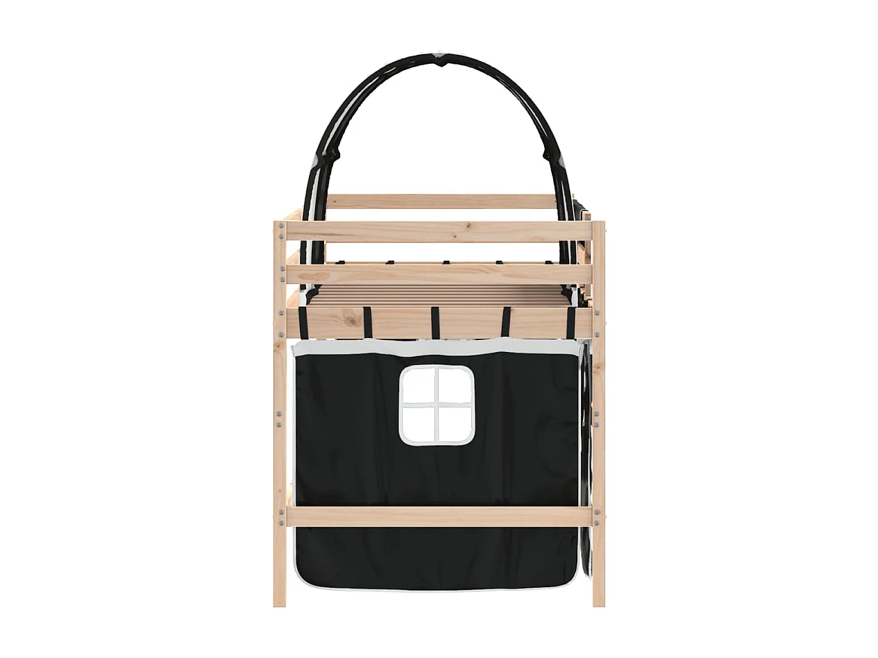 Cama individual | Cama alta niños con túnel madera pino blanco negro 90x200 cm SHL82447