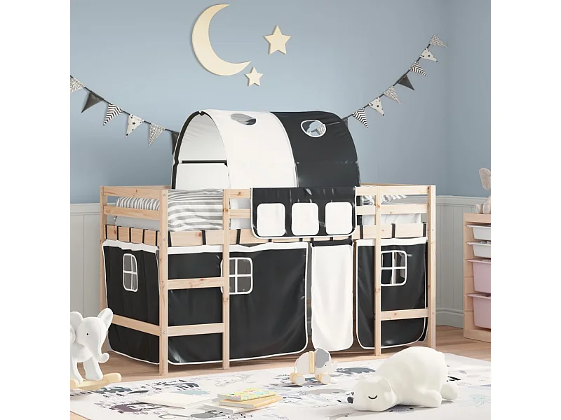 Lit simlpe-Lit mezzanine enfants avec tunnel sans matelas 90x200 cm