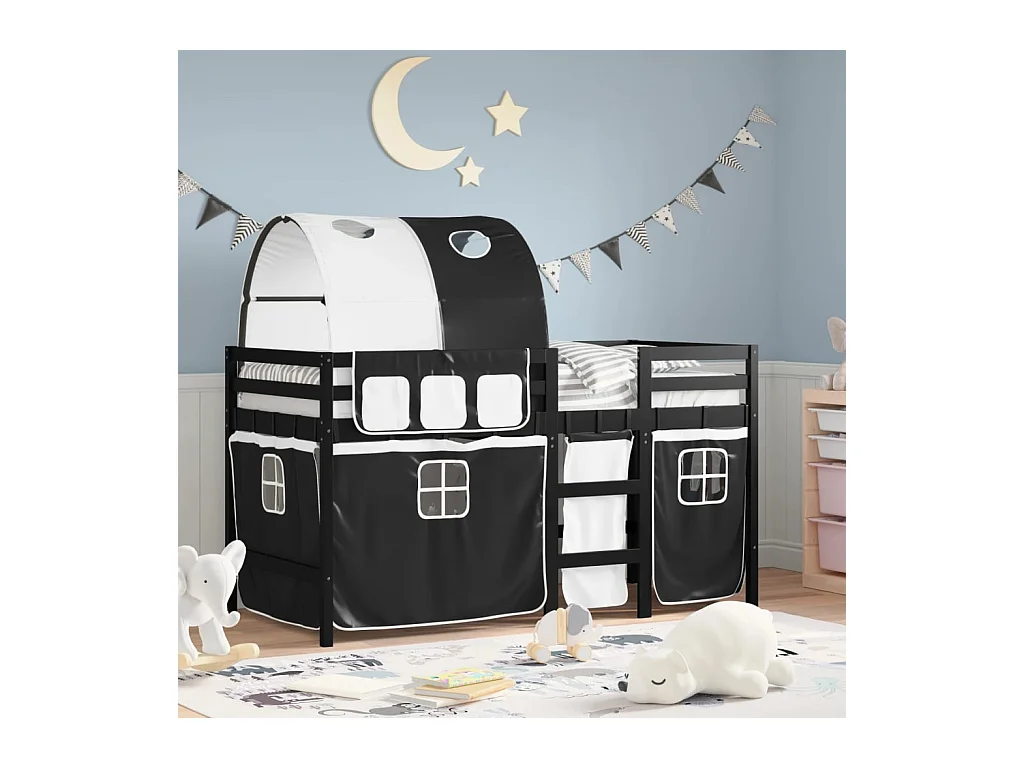 Lit simlpe-Lit mezzanine enfants avec tunnel sans matelas 90x200 cm