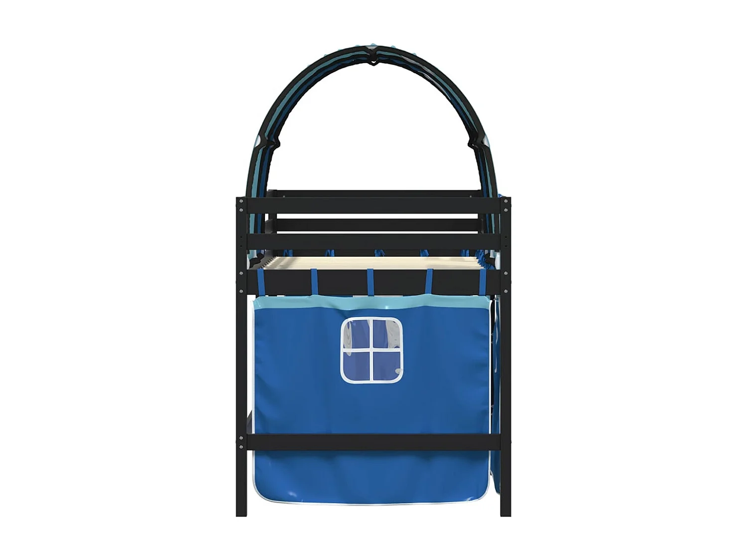 Lit simple-Lit mezzanine enfant avec tunnel sans matelas bleu 90x190 cm