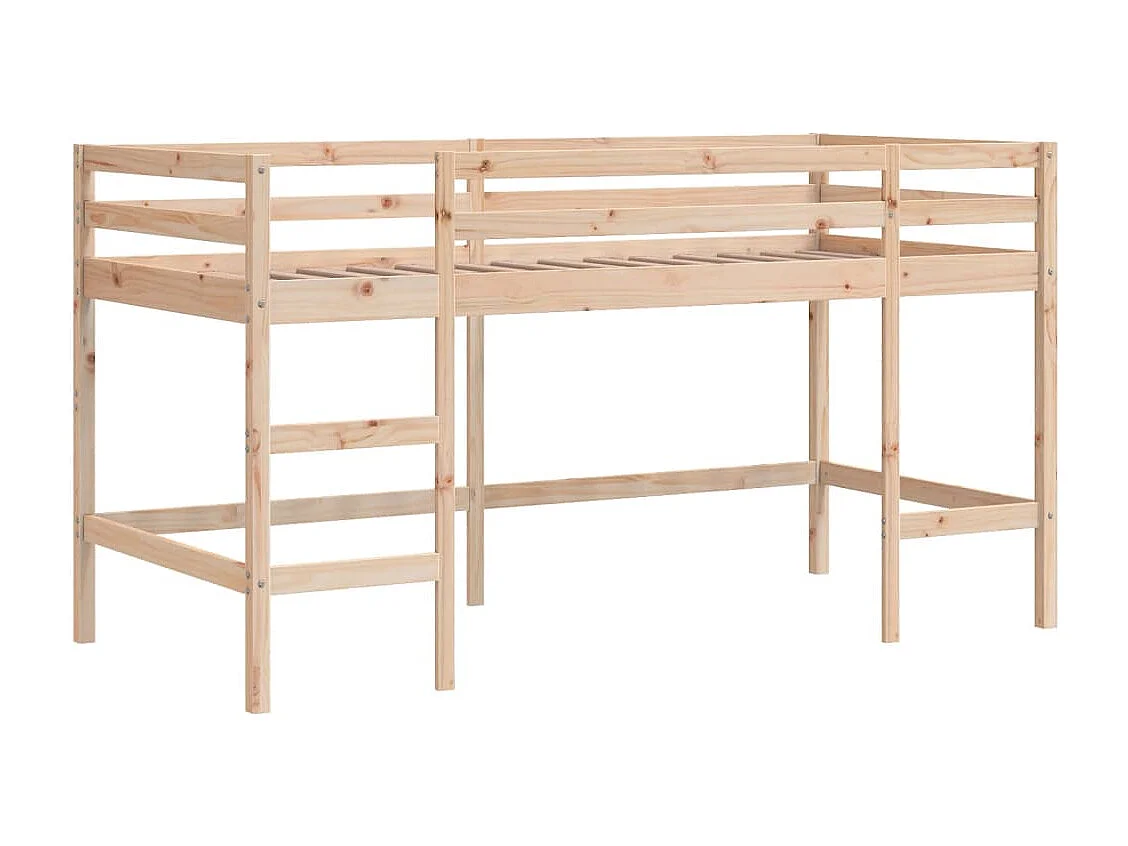 Bettgestell | Kinderhochbett mit Tunnel Blau 90x190 cm Massivholz Kiefer SHL60680