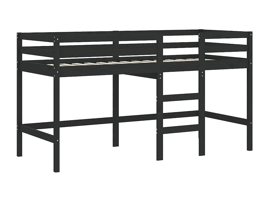 Lit simple-Lit mezzanine enfant avec rideaux sans matelas rose 80x200cm
