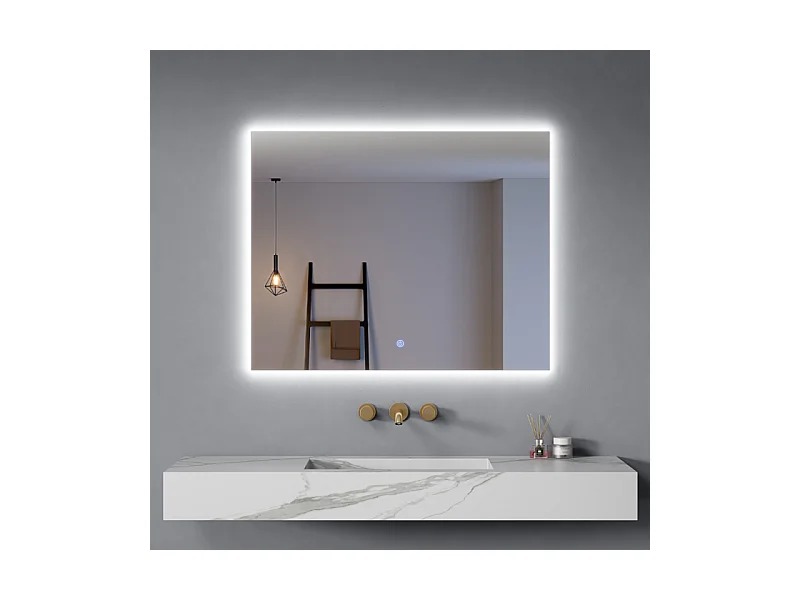 Specchio Led 80x60 cm Retroilluminato Luce Calda/Fredda Accensione Touch| Frame