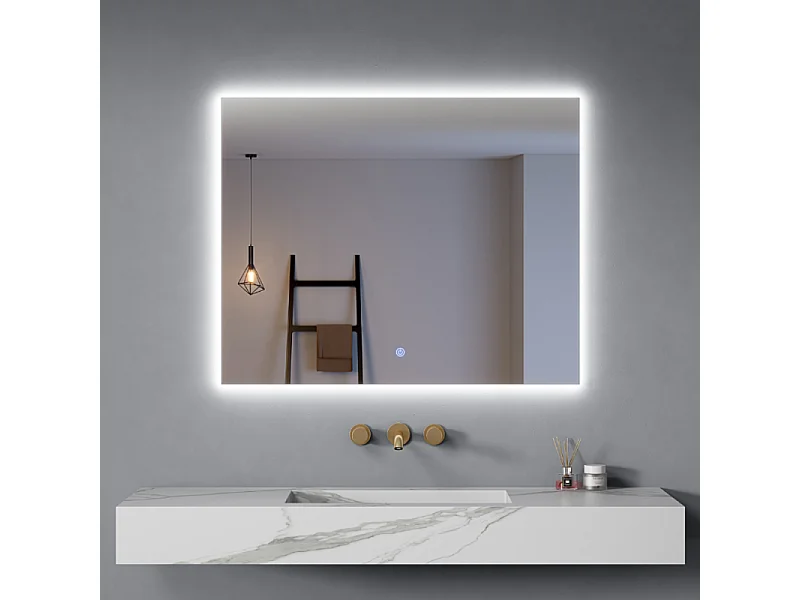 Specchio Led 80x60 cm Retroilluminato Luce Calda/Fredda Accensione Touch| Frame