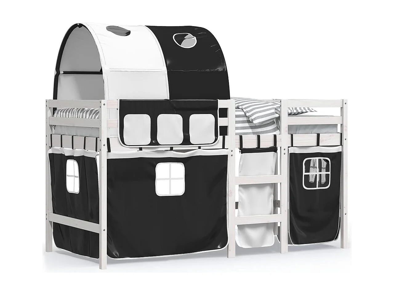 Lit simple-Lit mezzanine enfant avec tunnel sans matelas 90x190 cm