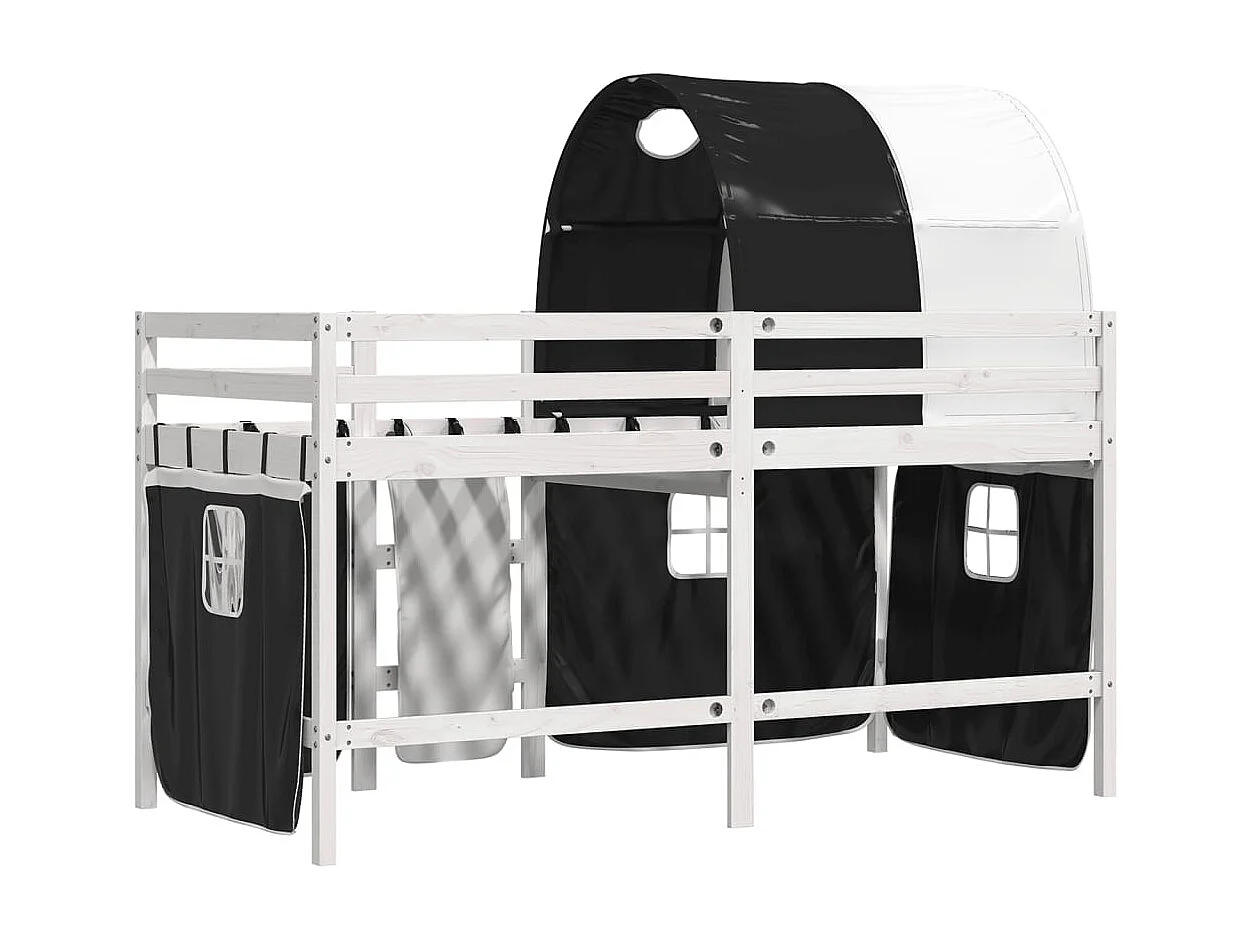 Lit simple-Lit mezzanine enfant avec tunnel sans matelas 90x190 cm