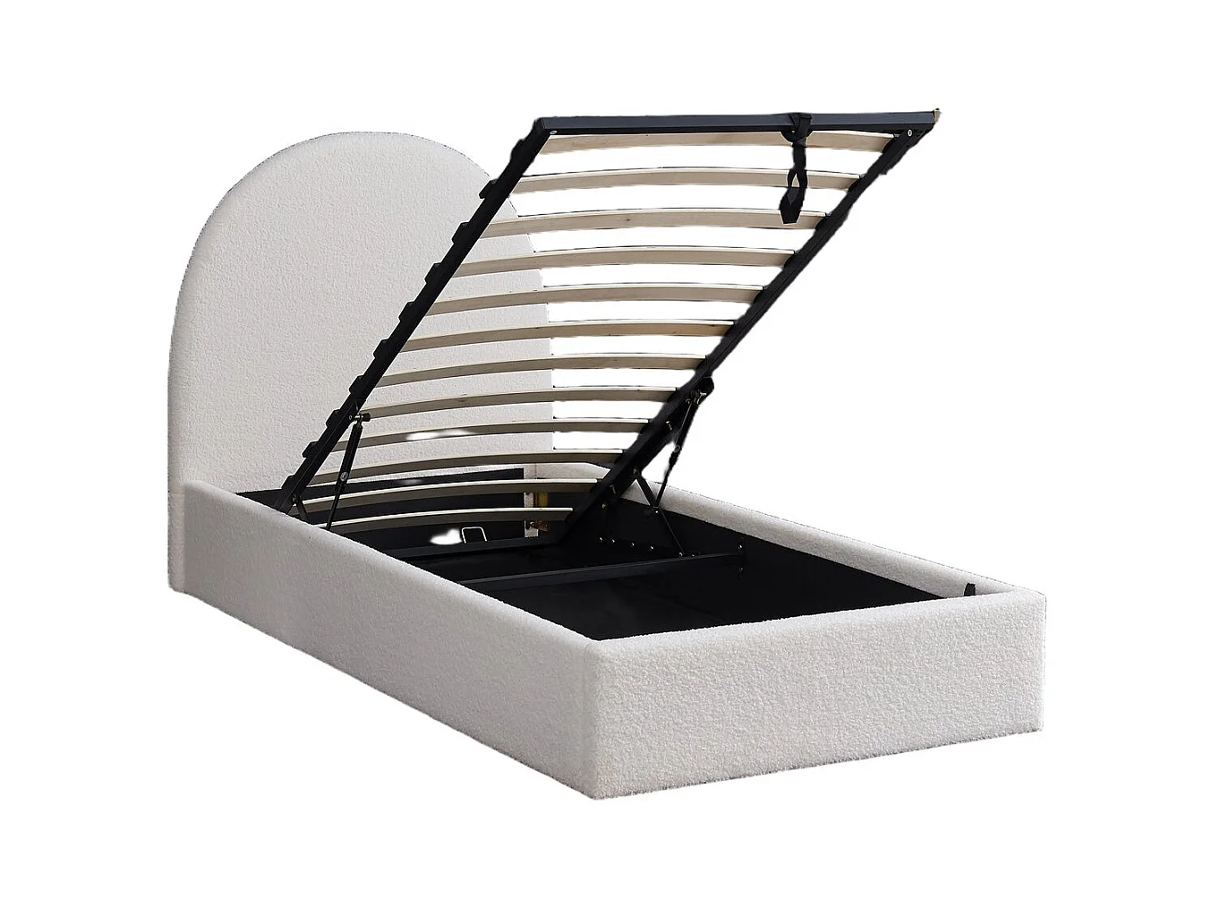 Lit Coffre VALENTINA en LAINE BOUCLEE – 90x190 cm – Design Moderne avec Rangement Intégré