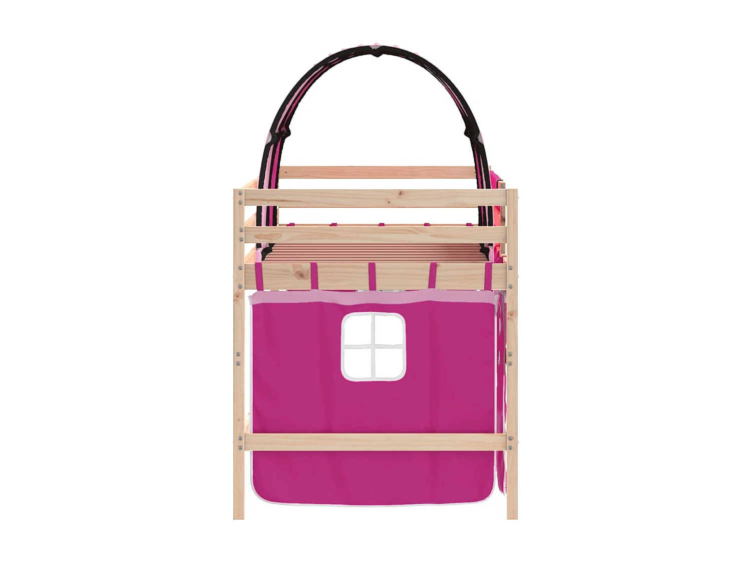 Lit simlpe-Lit mezzanine enfants avec tunnel sans matelas rose 90x200 cm