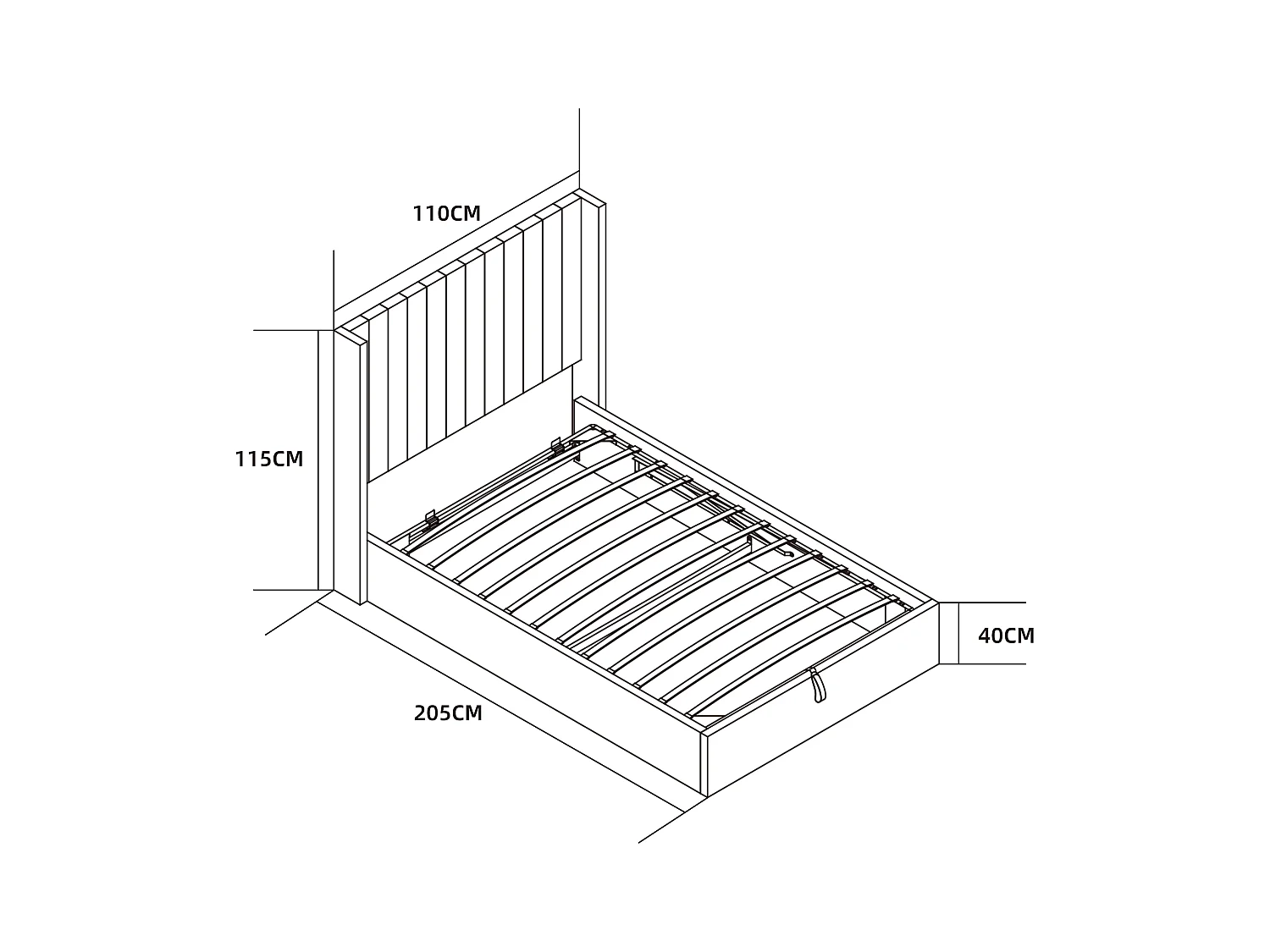 LIT COFFRE CAMILLE en velours BEIGE 90X190CM