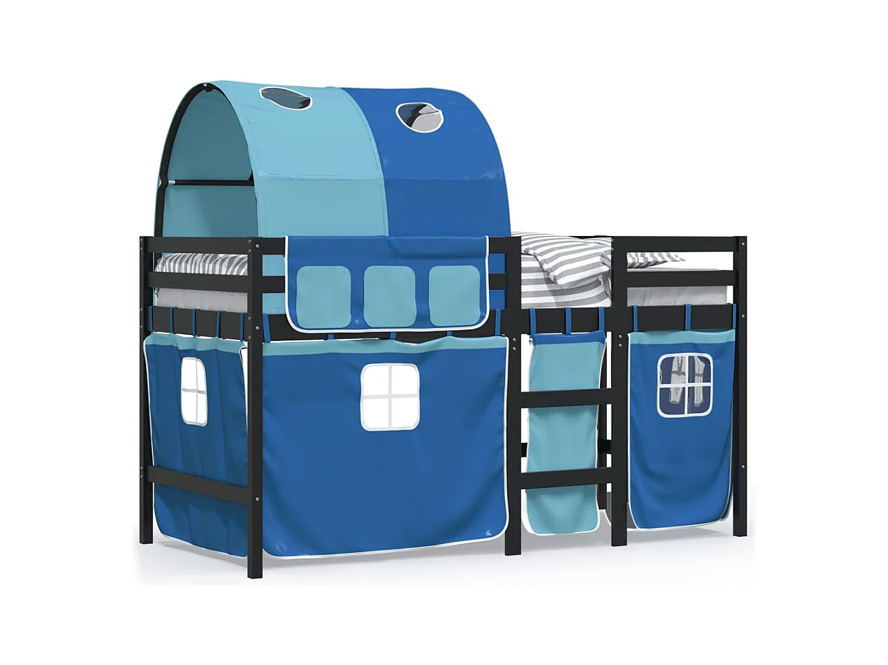 Lit simple-Lit mezzanine enfants avec tunnel sans matelas bleu 80x200 cm