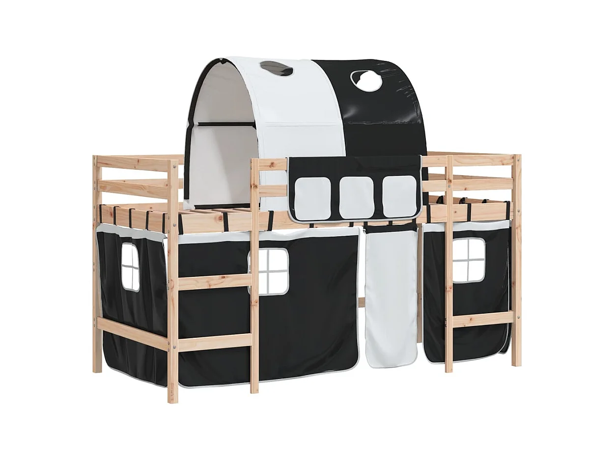 Lit simple-Lit mezzanine enfants avec tunnel sans matelas 80x200 cm