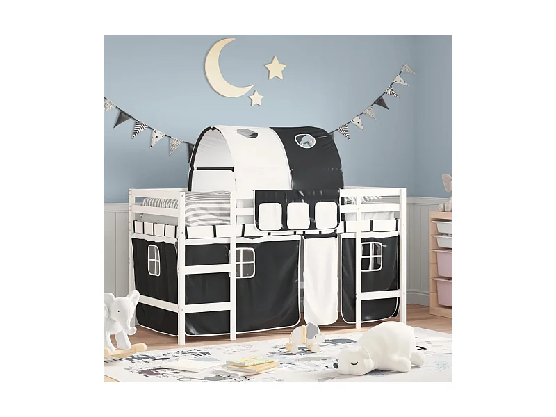 Lit simple-Lit mezzanine enfant avec tunnel sans matelas 90x190 cm