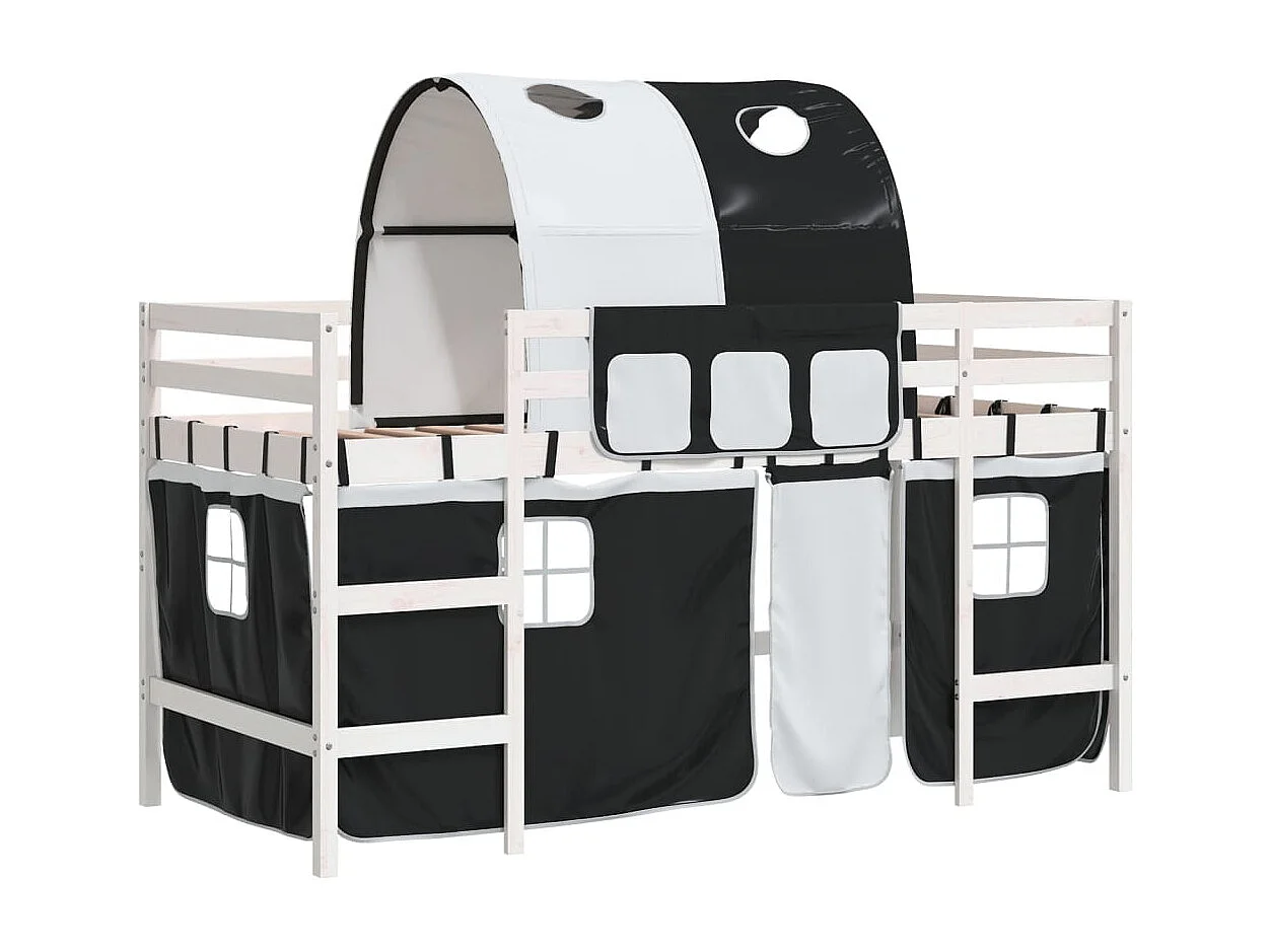 Lit simple-Lit mezzanine enfant avec tunnel sans matelas 90x190 cm