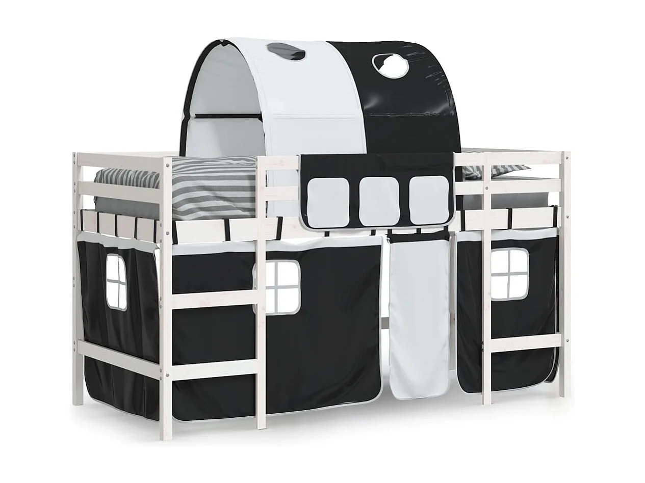 Lit simple-Lit mezzanine enfant avec tunnel sans matelas 90x190 cm