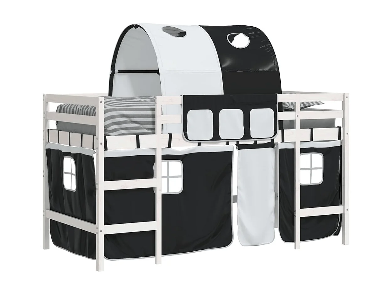 Lit simple-Lit mezzanine enfant avec tunnel sans matelas 90x190 cm