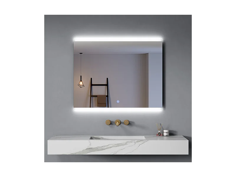 Specchio Bagno 60x80 cm Cornice Led Superiore ed Inferiore Accensione Touch| Dual