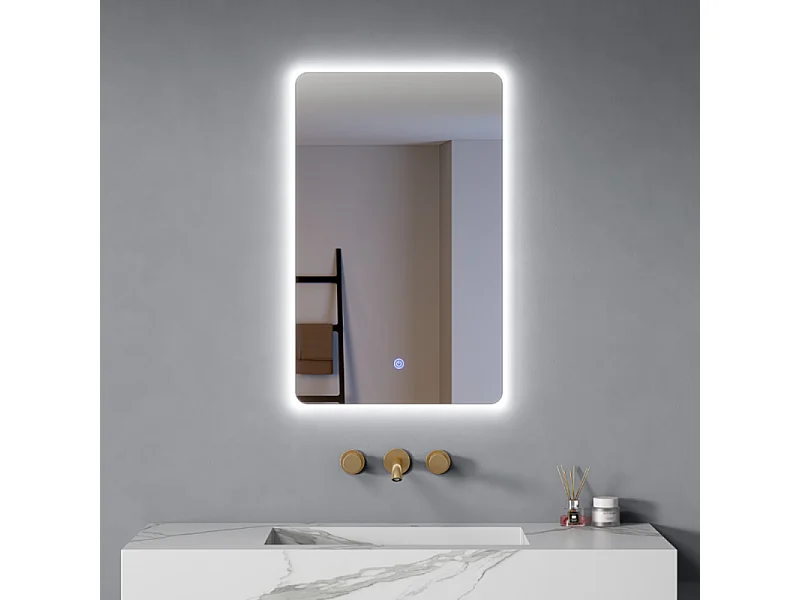 Specchio Led 70x50 Cm Retroilluminato Luce Calda/Fredda sensore Touch| Lumina