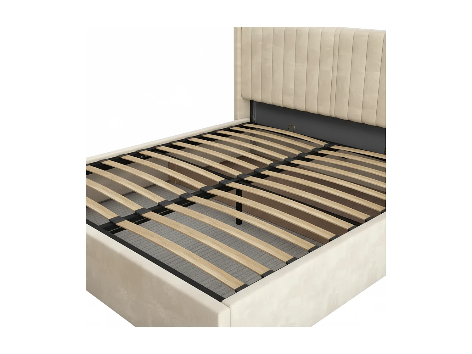 LIT COFFRE CAMILLE en velours BEIGE 160X200CM