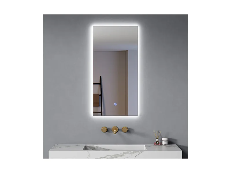 Specchio Led 90x45 Cm Retroilluminato Luce Calda/Fredda Accensione Touch| Edge