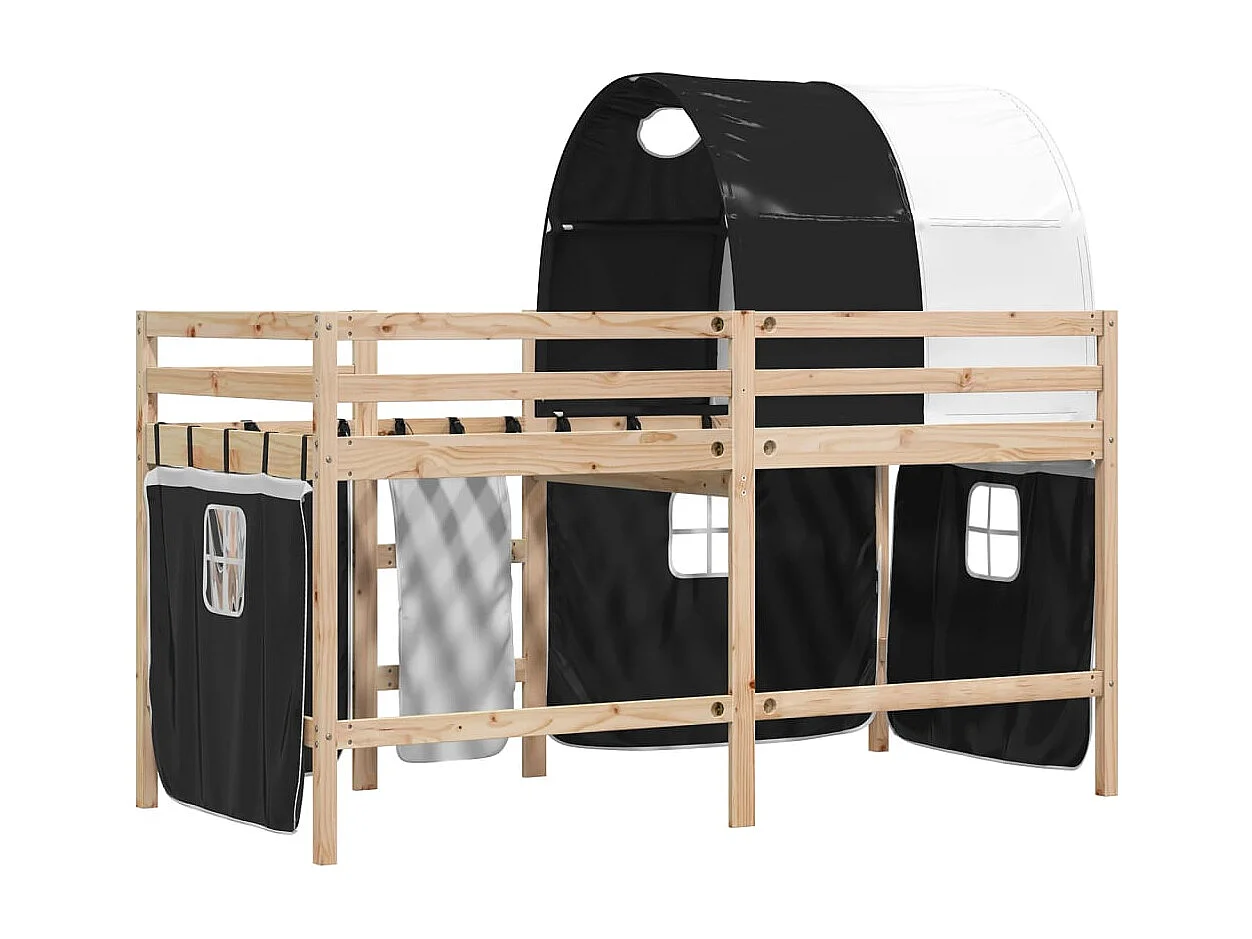 Lit simple-Lit mezzanine enfants avec tunnel sans matelas 80x200 cm