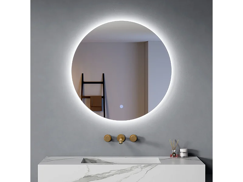 Specchio da Bagno Tondo Ø80 cm luce Led Fredda/Calda accensione Touch| Halo