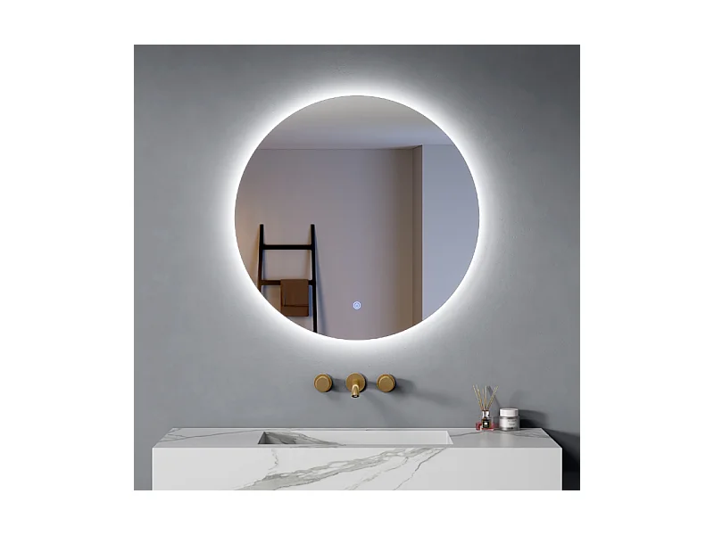 Specchio da Bagno Tondo Ø80 cm luce Led Fredda/Calda accensione Touch| Halo