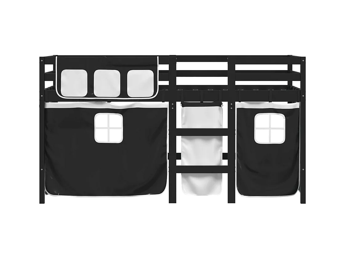 Lit simple-Lit mezzanine enfants avec rideaux sans matelas 80x200 cm