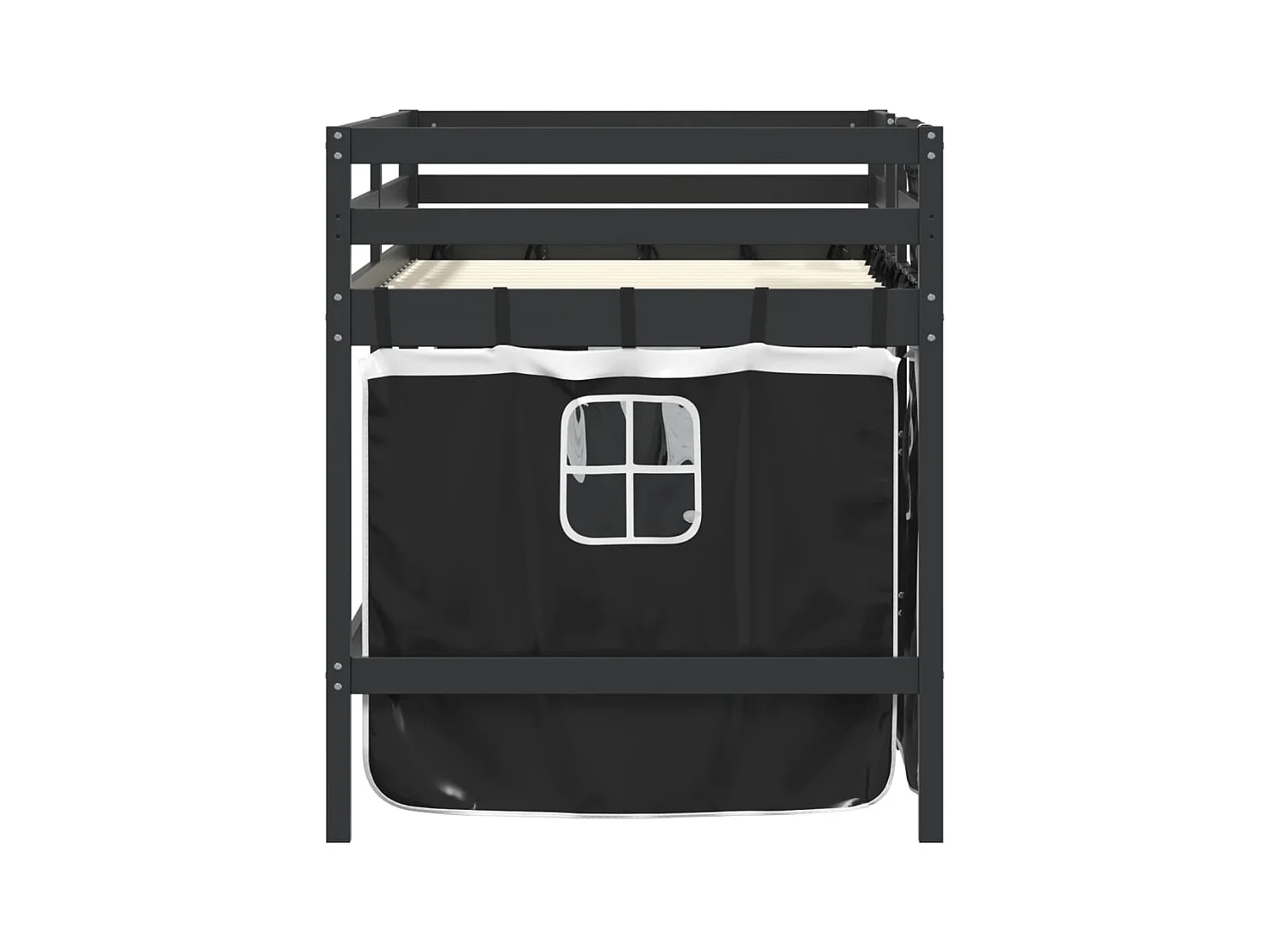 Lit simple-Lit mezzanine enfants avec rideaux sans matelas 80x200 cm