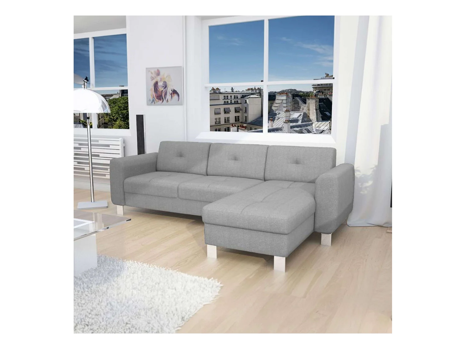 Sofá Axel Malmo Chaise Longe Gris Claro 260 cm