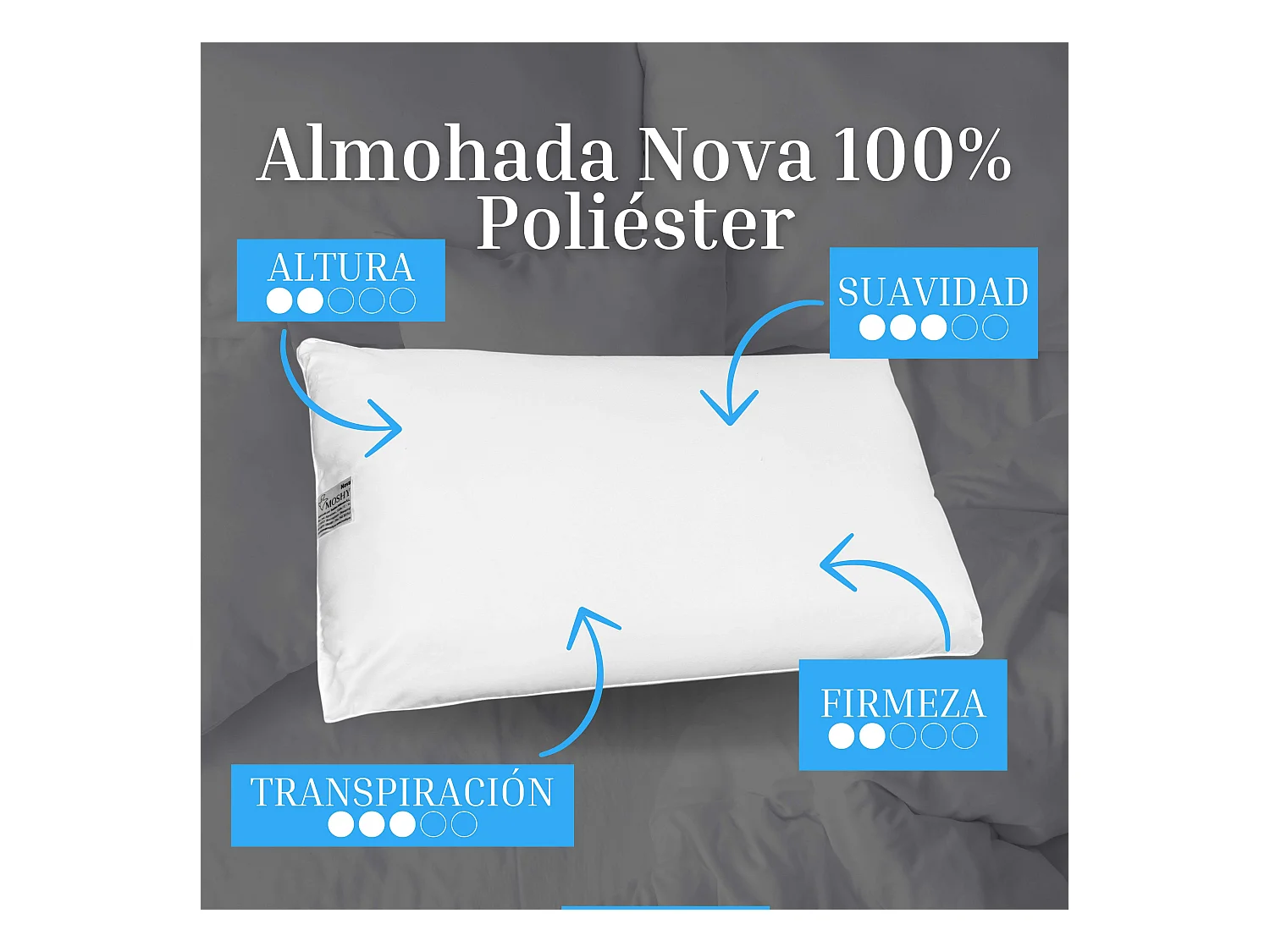 Oreiller Nova Moshy Fibre et 100% Polyester 75 cm