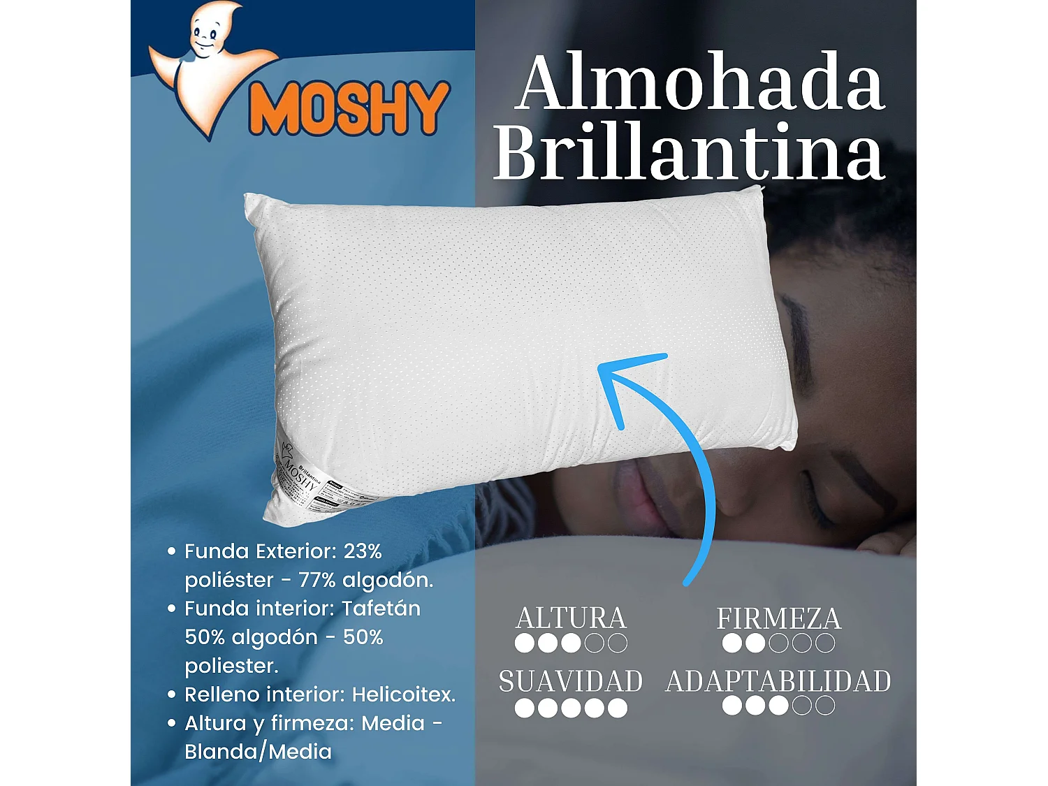 Almofada Moshy Glitter Algodão Poliéster 75 cm