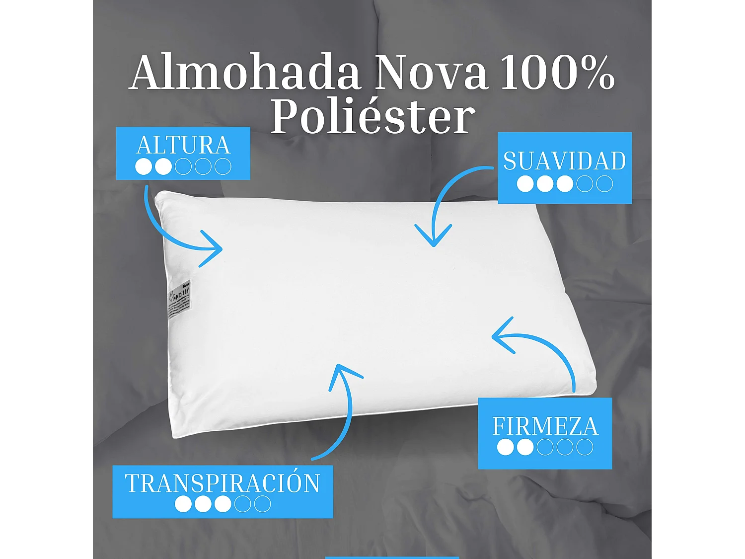 Oreiller Nova Moshy Fibre et Polyester 100% 150 cm