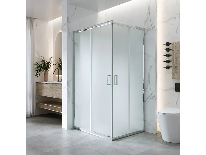 Box Doccia Angolare Scorrevole 80x100 Cm H 185 cm vetro 6 mm Opaco| Kiro