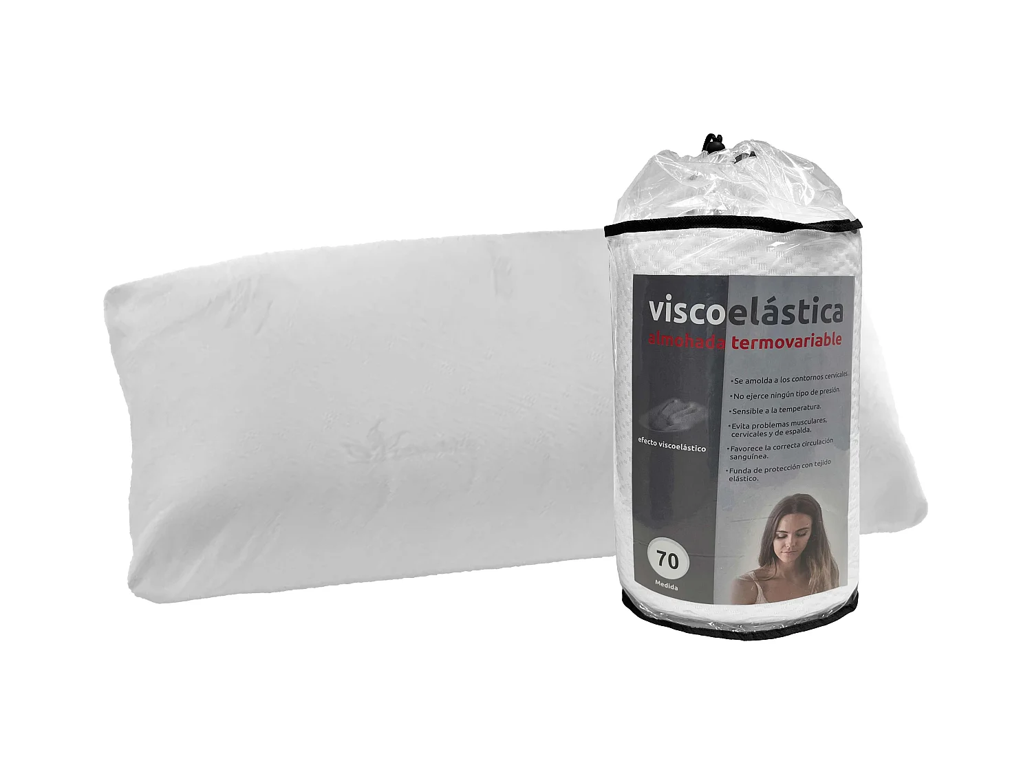 Almohada visco alta 70 cm Blanco
