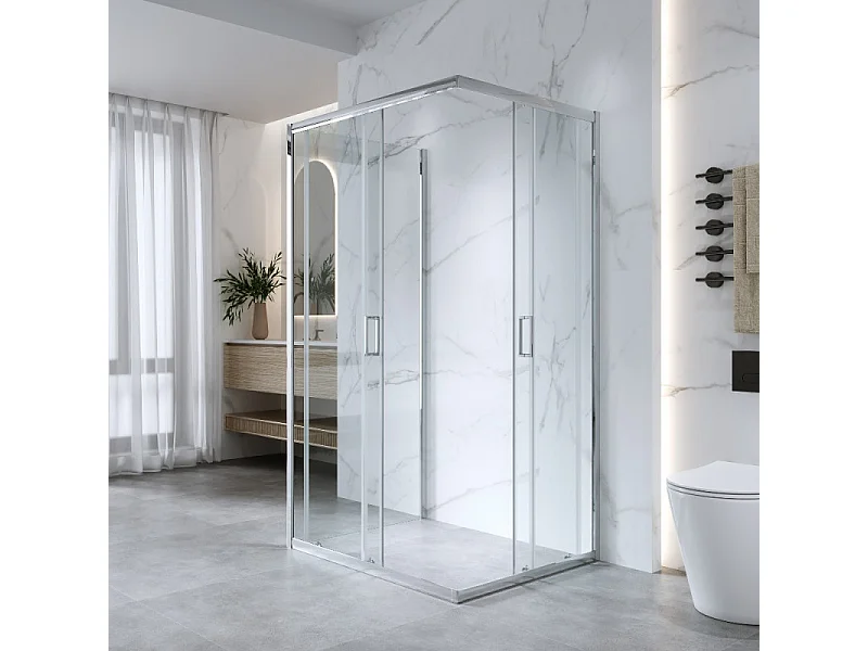 Cabina Doccia 3 Lati 80x120x80 Cm vetro 6 mm Trasparente Scorrevole H 185 cm| Kiro