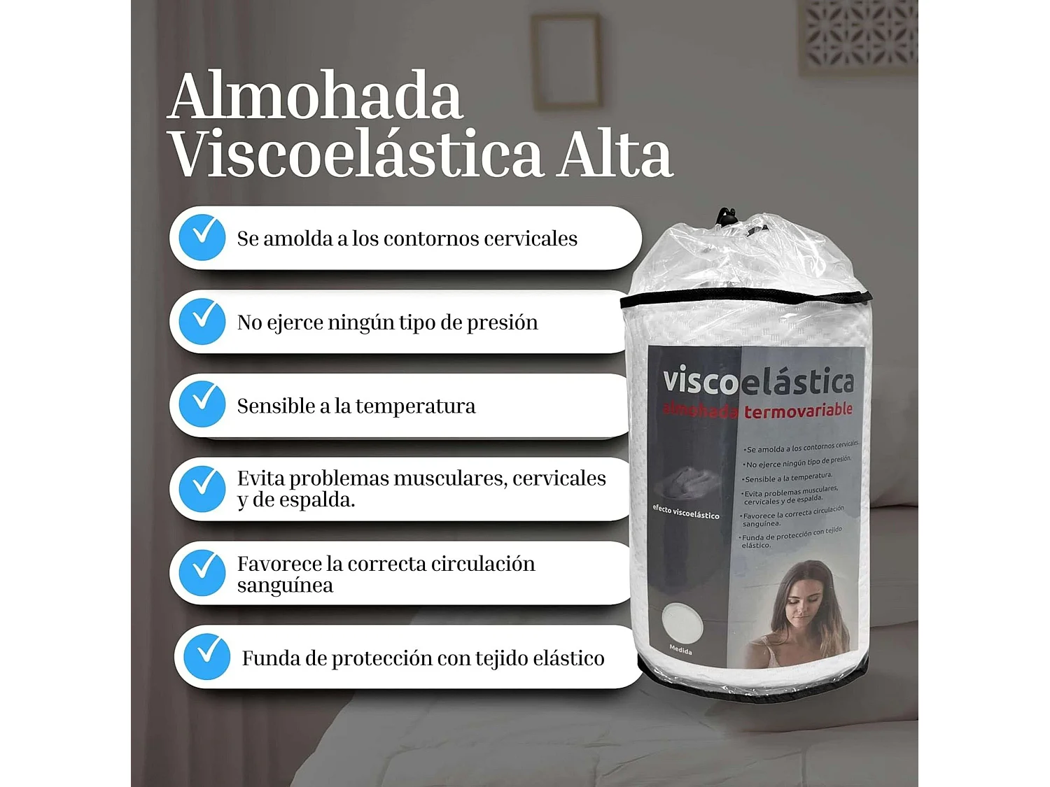 Oreiller haute visco 90 cm Blanc