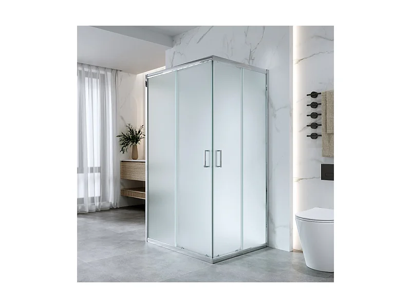 Box Doccia 3 Lati 70x100x70 Cm H185 cm vetro Opaco 6 mm Apertura Scorrevole| Kiro