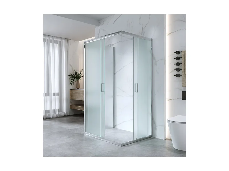 Box Doccia 3 Lati 70x100x70 Cm H185 cm vetro Opaco 6 mm Apertura Scorrevole| Kiro