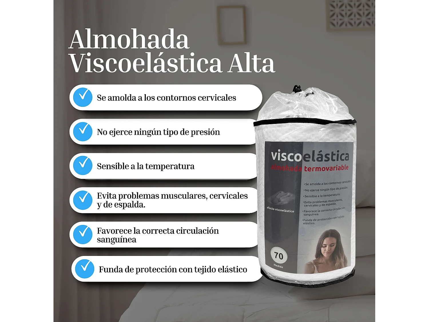 Oreiller haute visco 135 cm Blanc