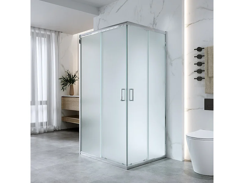 Box Doccia 3 Lati 80x120x80 Cm H 185 cm vetro 6 mm Opaco Scorrevole| Kiro