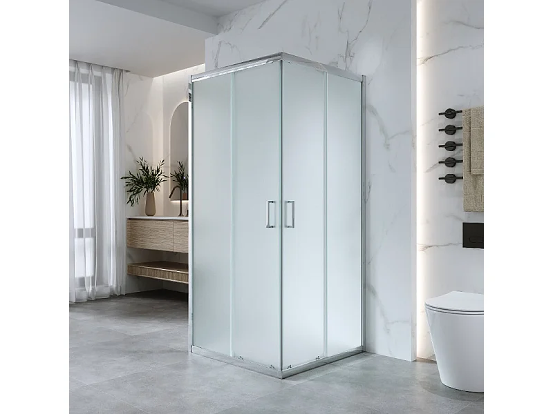 Box Doccia 3 Lati 70x70x70 Cm H185 cm vetro Opaco 6 mm Apertura Scorrevole| Kiro