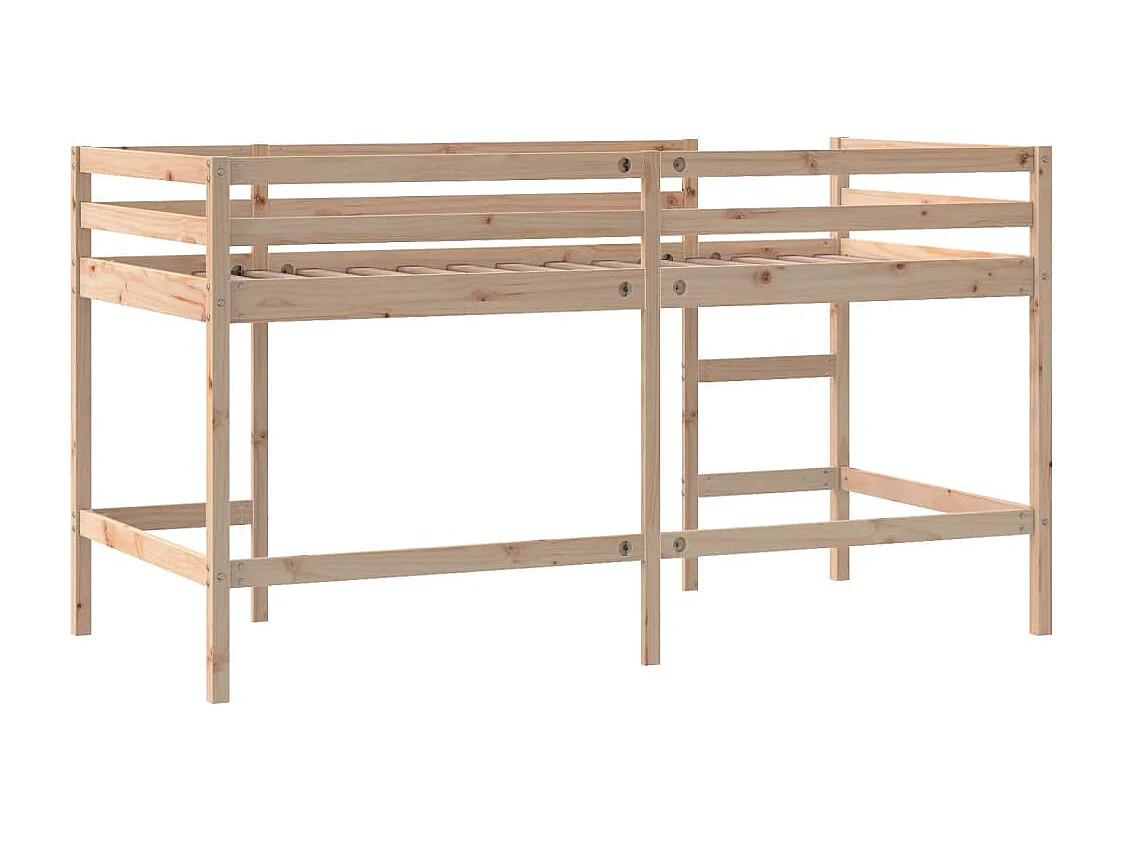 Einzelbett | Bettgestell | Kinderhochbett mit Leiter 90x200 cm Massivholz Kiefer SHL987069