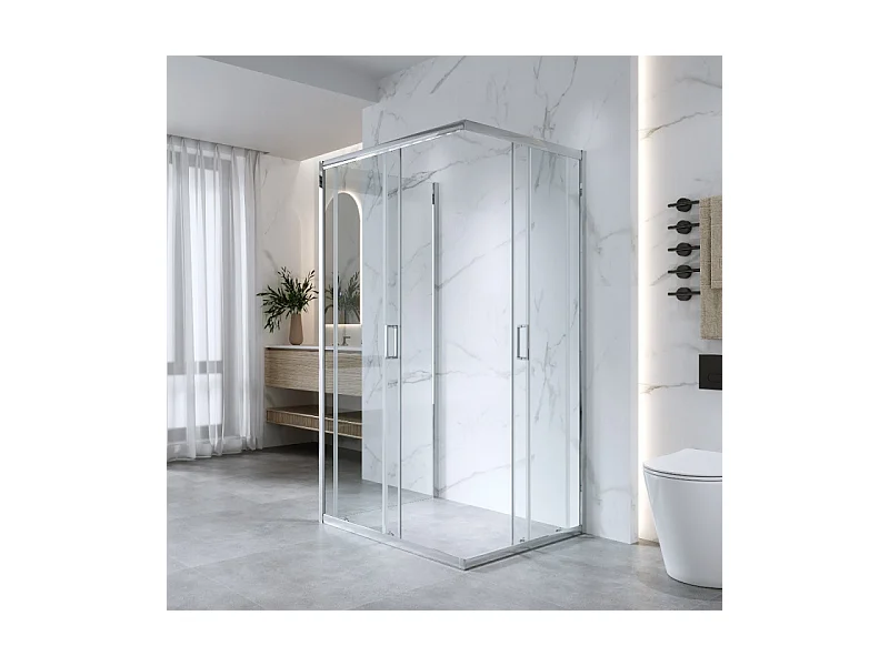 Cabina Doccia 3 Lati 70x100x70 Cm H185 cm Cm vetro 6 mm Trasparente Scorrevole| Kiro
