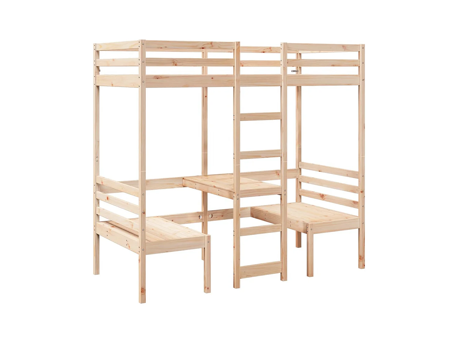 Lit mezzanine avec bureau et chaises 90x190 cm pin massif