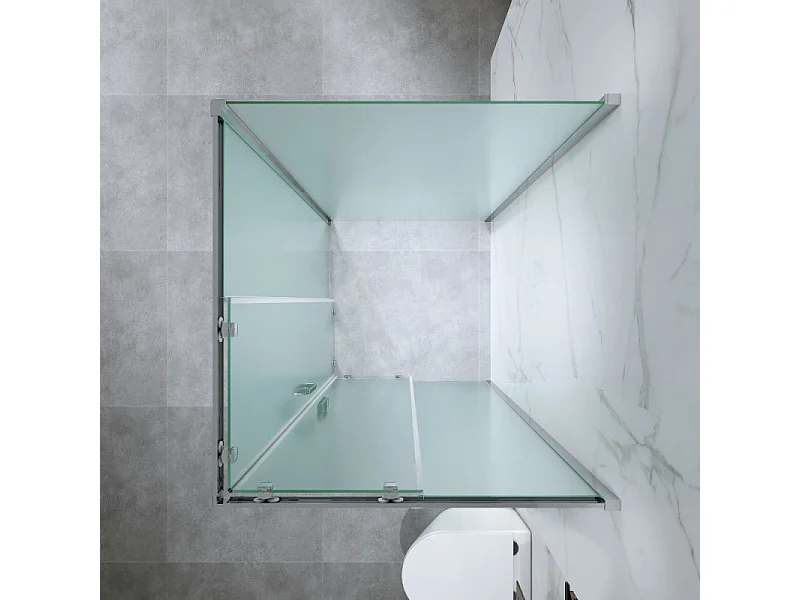 Box Doccia 3 Lati 80x80x80 Cm H185 cm vetro Opaco 6 mm Apertura Scorrevole| Kiro