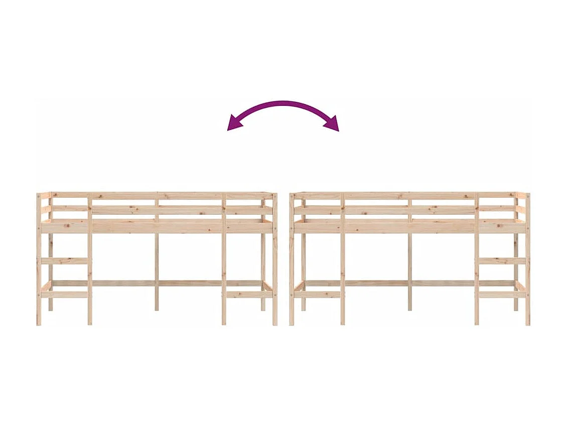 Lit simple-Lit mezzanine enfant sans matelas avec échelle 80x200 cm